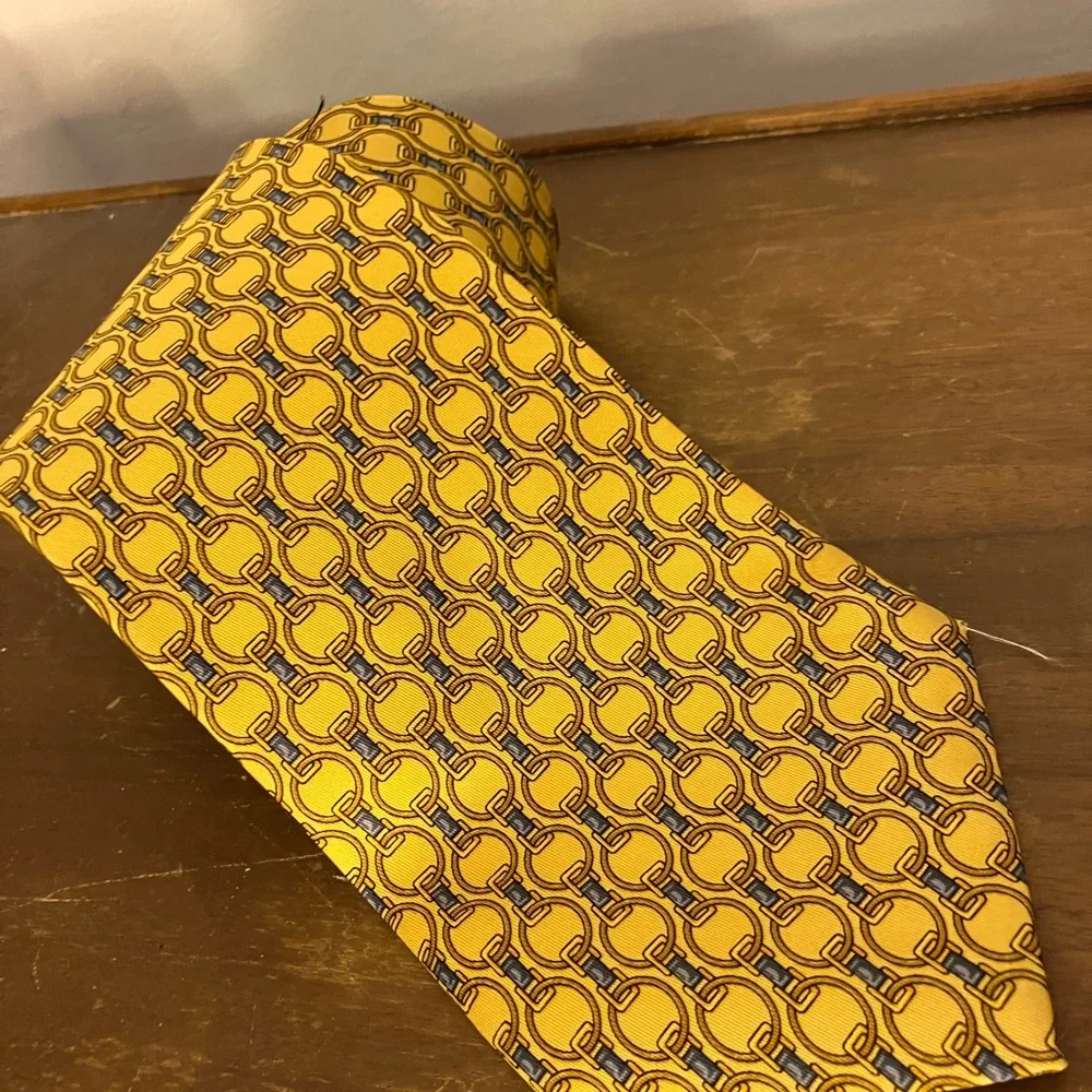 Gucci Silk Tie Yellow Vintage Wide